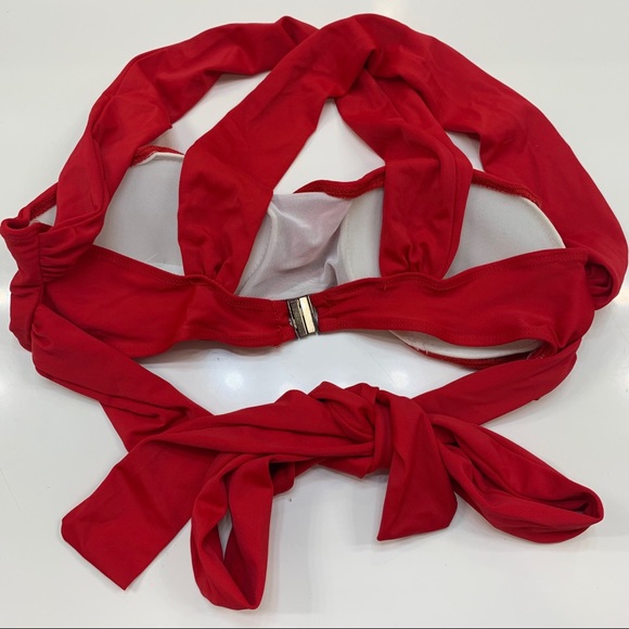 Womens Bikini Top Sexy Red Bandeau Wrap Around - Picture 2 of 5